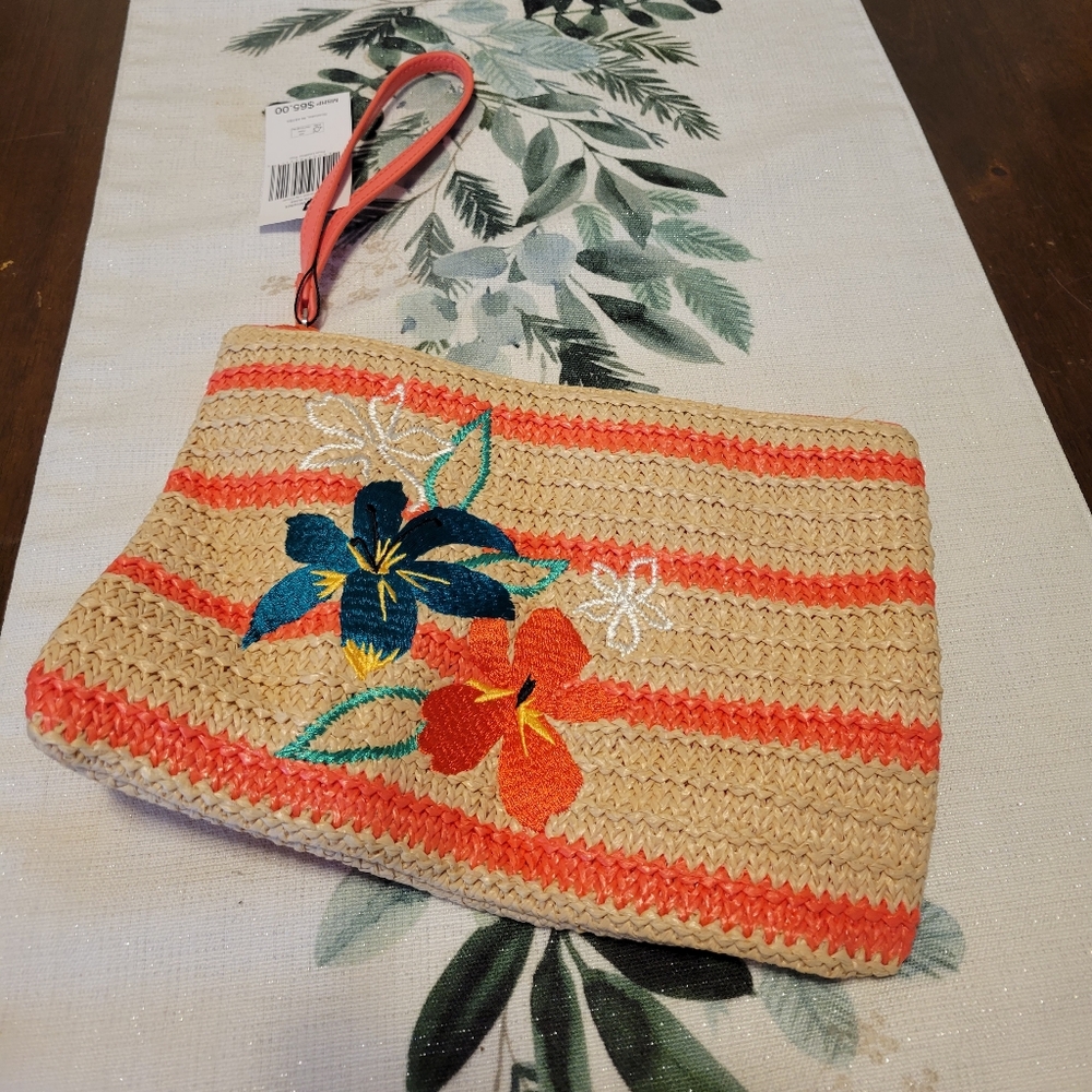 Vera Bradley Straw Wristlet - Straw Coral